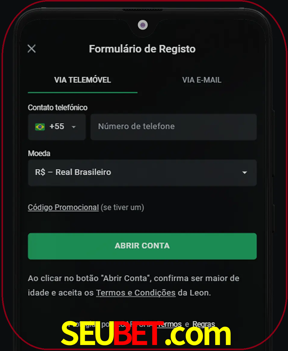 Abra o aplicativo e inicie o processo de registro.