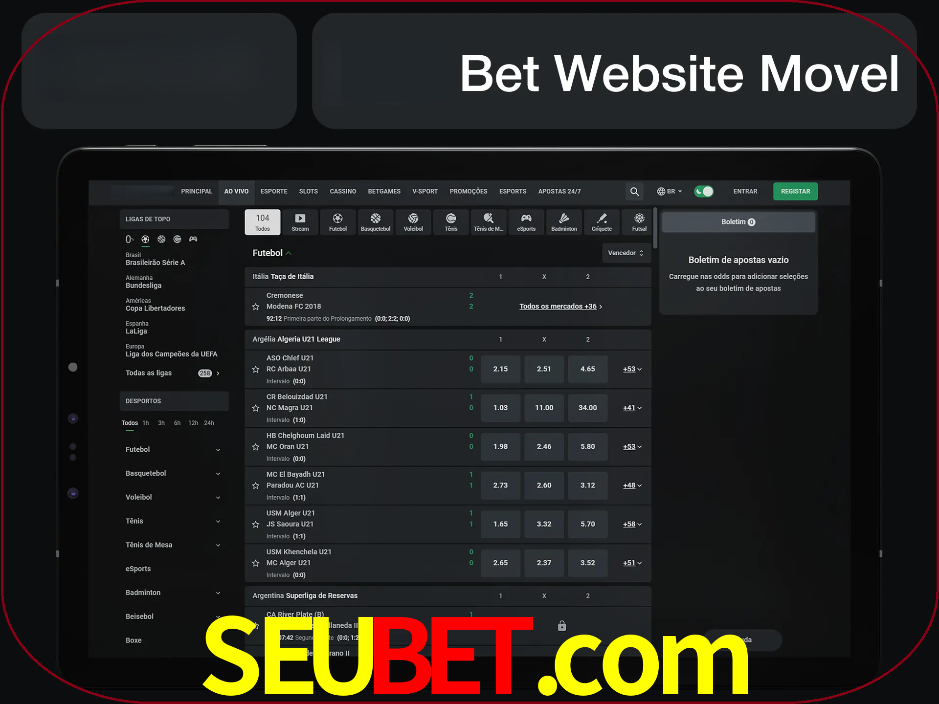 Use nosso website em qualquer dispositivo.
